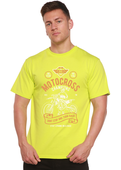 T-shirt graphique à manches courtes en viscose de bambou/coton biologique pour hommes Motocross Champions