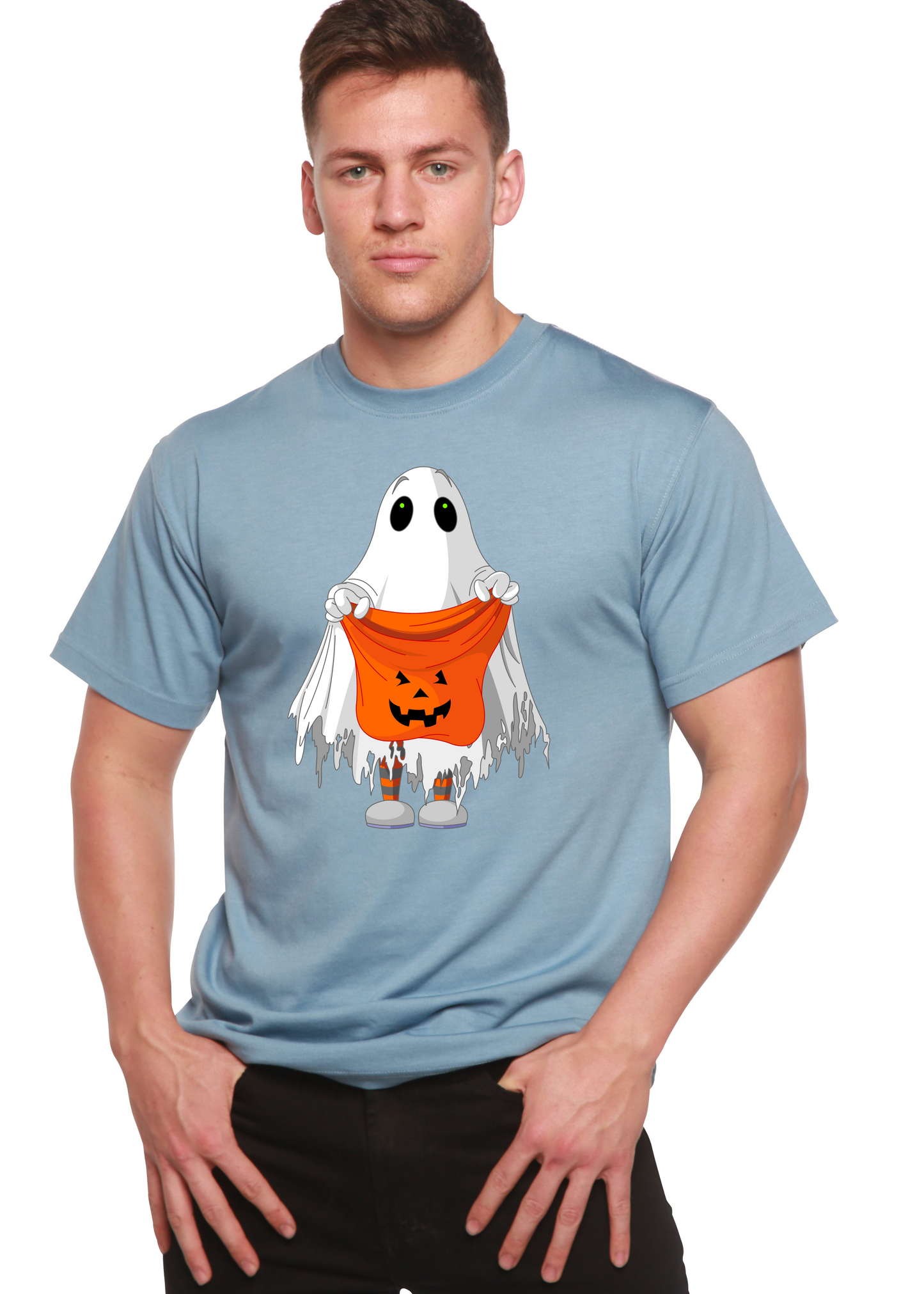 Camiseta Gráfica de Manga Corta para Hombre "Boo Halloween" de Viscosa de Bambú/Algodón Orgánico