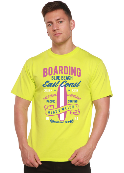 T-shirt graphique à manches courtes en viscose de bambou/coton bio pour homme Boarding Blue Beach