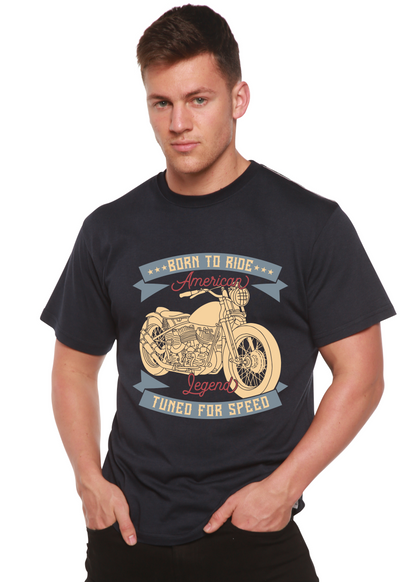 T-shirt graphique à manches courtes en viscose de bambou et coton biologique pour homme Born To Ride American Legend
