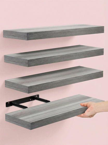 Lot de 4 étagères flottantes – Étagères murales de 40 cm avec supports invisibles