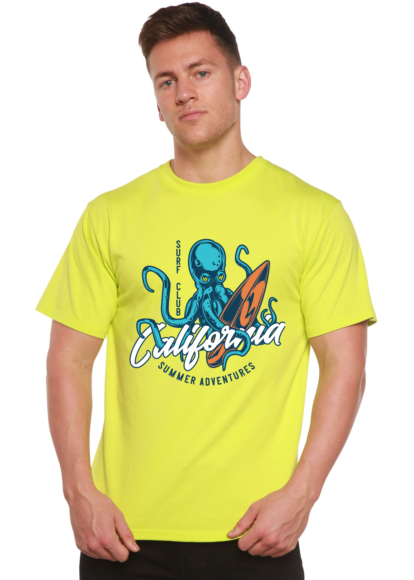 T-shirt graphique à manches courtes en bambou-viscose/coton biologique pour homme California Summer Adventures