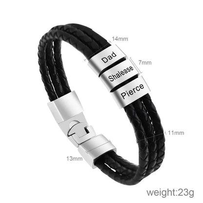 Pulsera de cuero grabada personalizada – Regalo para esposo, papá, para él