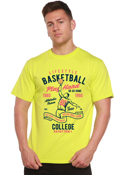 T-shirt graphique à manches courtes en viscose de bambou/coton biologique pour homme Life Style Basketball