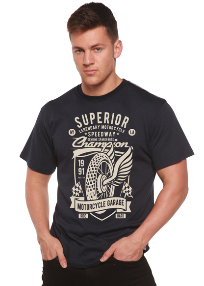 T-shirt graphique à manches courtes en viscose de bambou et coton biologique pour homme Superior Motorcycle Spun Bamboo®