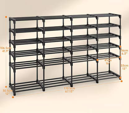 Multi Layers - Shoe Rack Organizer Column Storage Shelf Entryway w/ Hooks