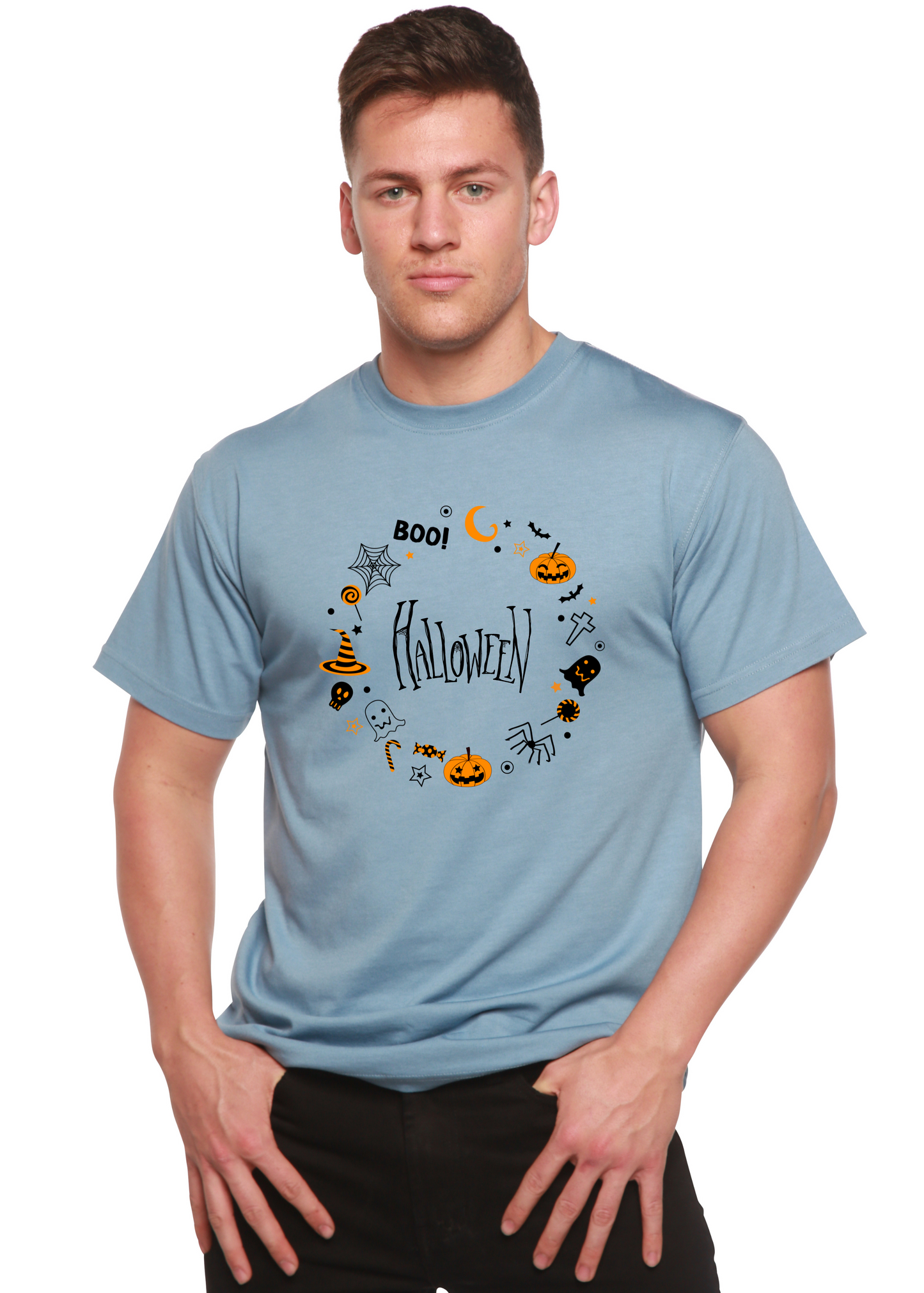 Camiseta gráfica de manga corta de bambú/algodón orgánico Bool Halloween para hombre
