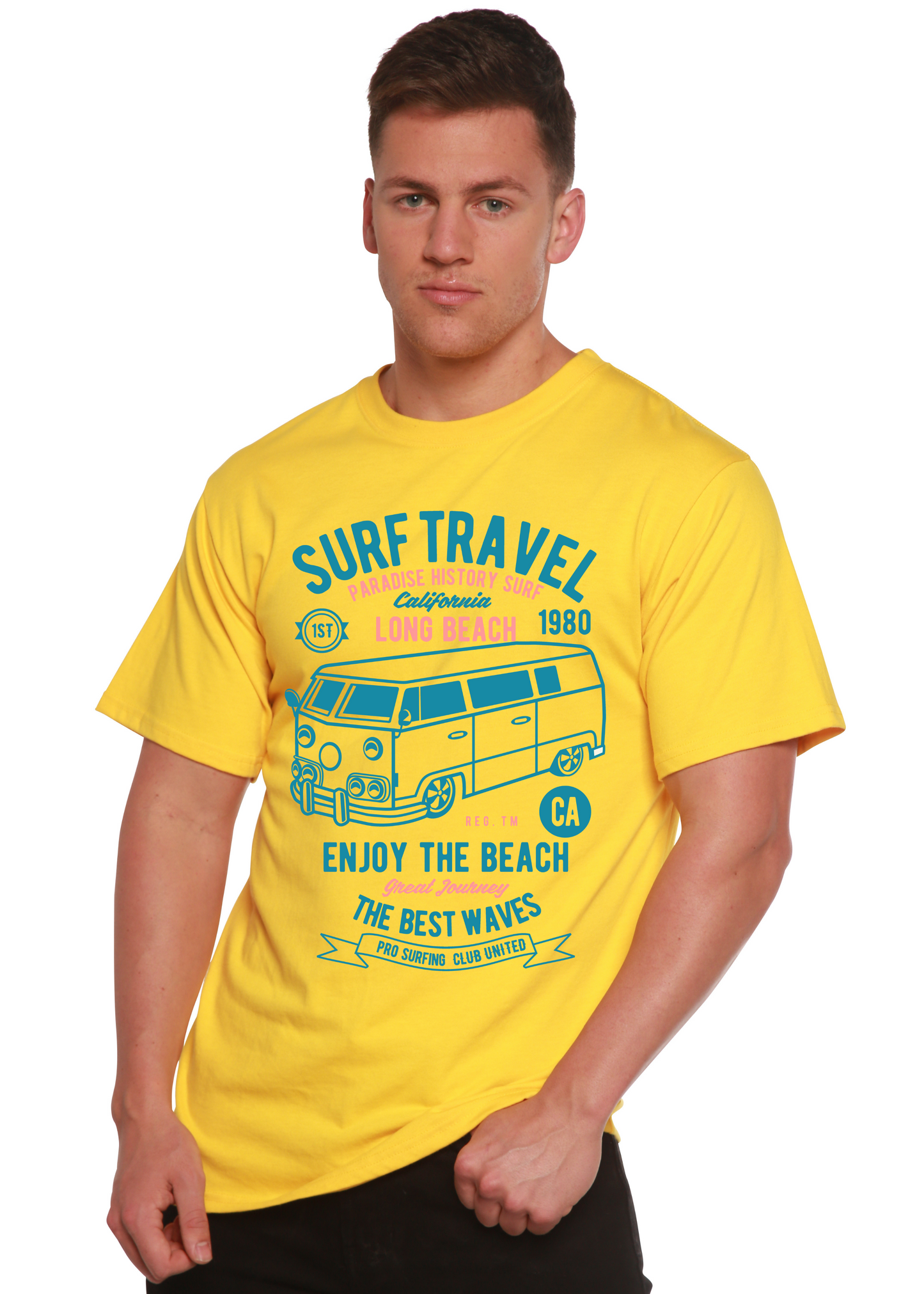 T-shirt graphique à manches courtes en bambou viscose/coton bio Surf Travel Spun Bamboo® pour homme