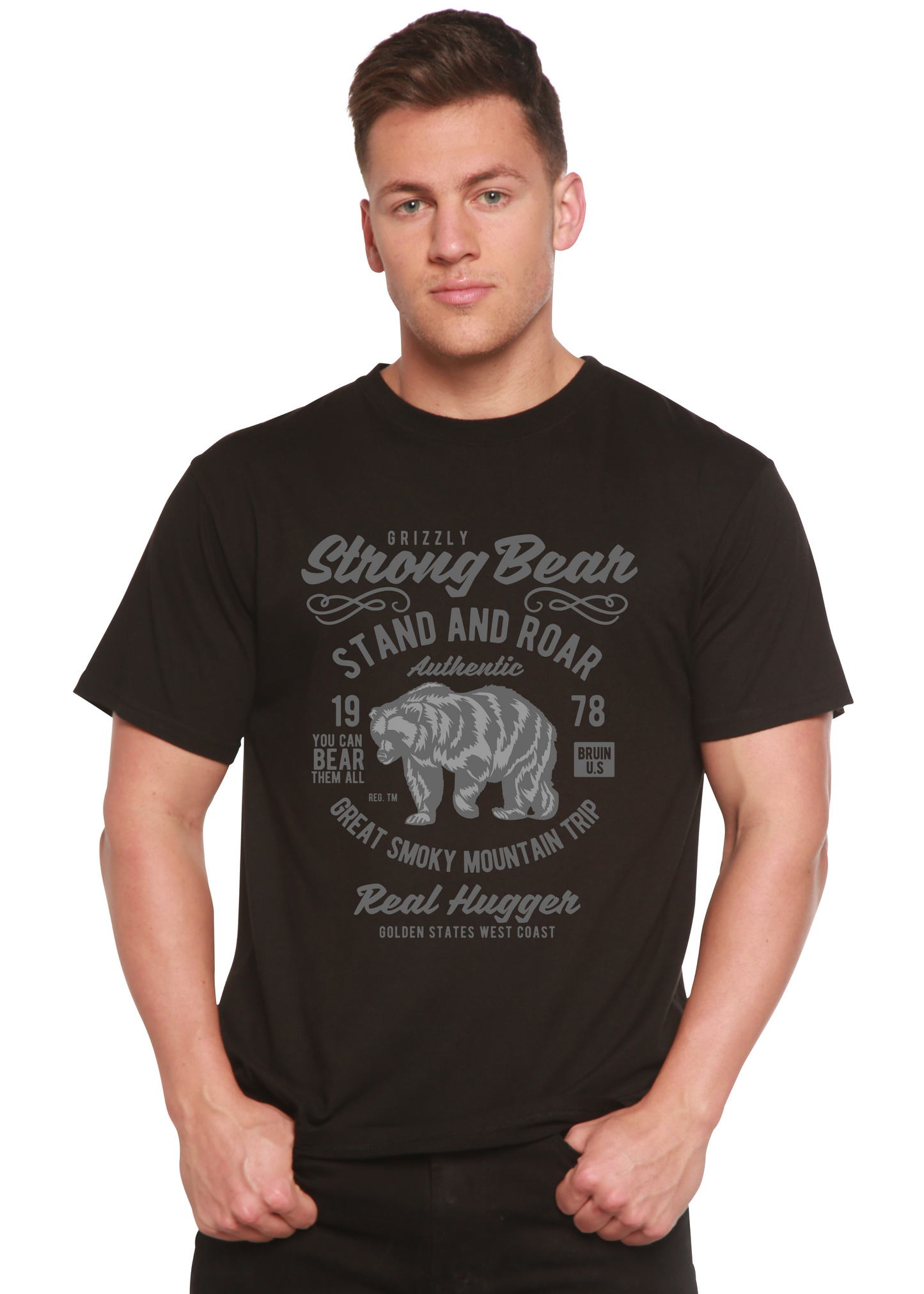 T-shirt graphique Strong Bear en bambou/coton bio à manches courtes pour homme