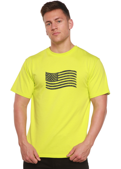 T-shirt à manches courtes en bambou pour homme avec drapeau américain
