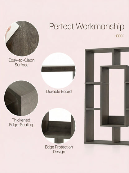 7-Tier Cube Bookshelf, Tall Narrow Bookcase for Small Spaces