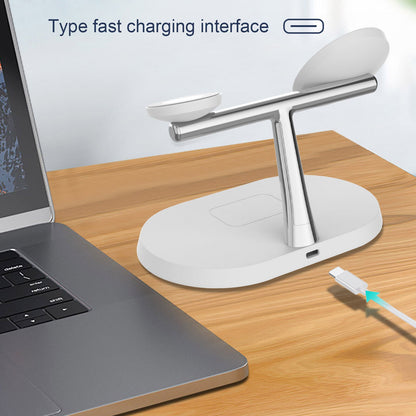 3-in-1 Magnetic Wireless Charger Stand for iPhone, Apple Watch & AirPods – 15W Fast Charging