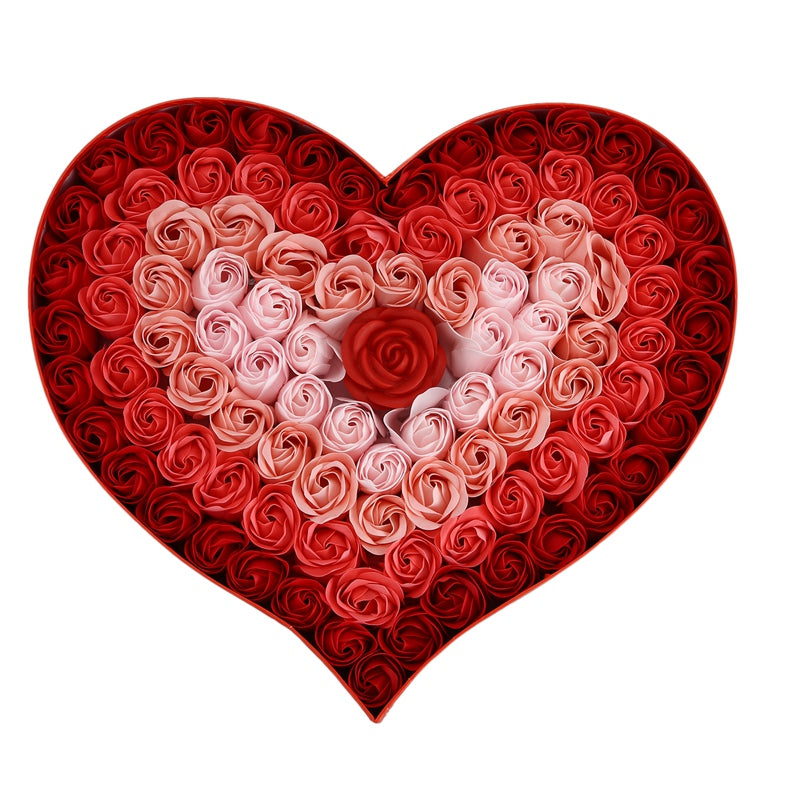 Gradient LED Heart-Shaped Soap Rose Gift Box – Romantic Flower Gift for Valentine's Day, Birthdays & Special Occasions