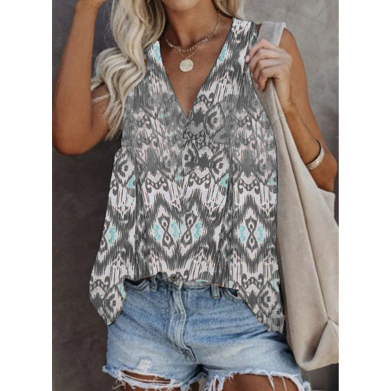 Camiseta sin mangas estampada estilo chaleco de talla grande