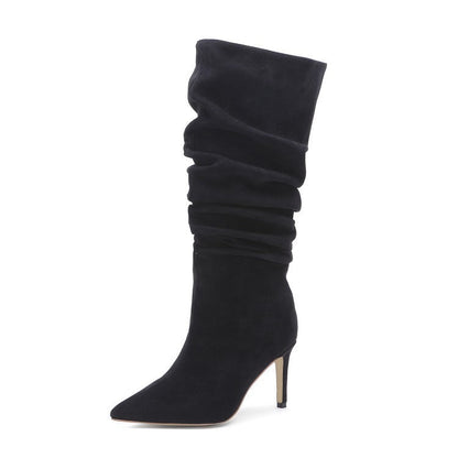 Bottines plissées argentées pour femmes, grandes tailles