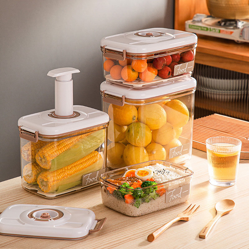 Caja de vacío para alimentos – Contenedor hermético transparente para almacenar alimentos frescos y organizar la cocina