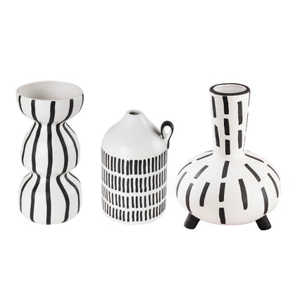 Original Hand-painted Vase Ceramic Black And White Handmade