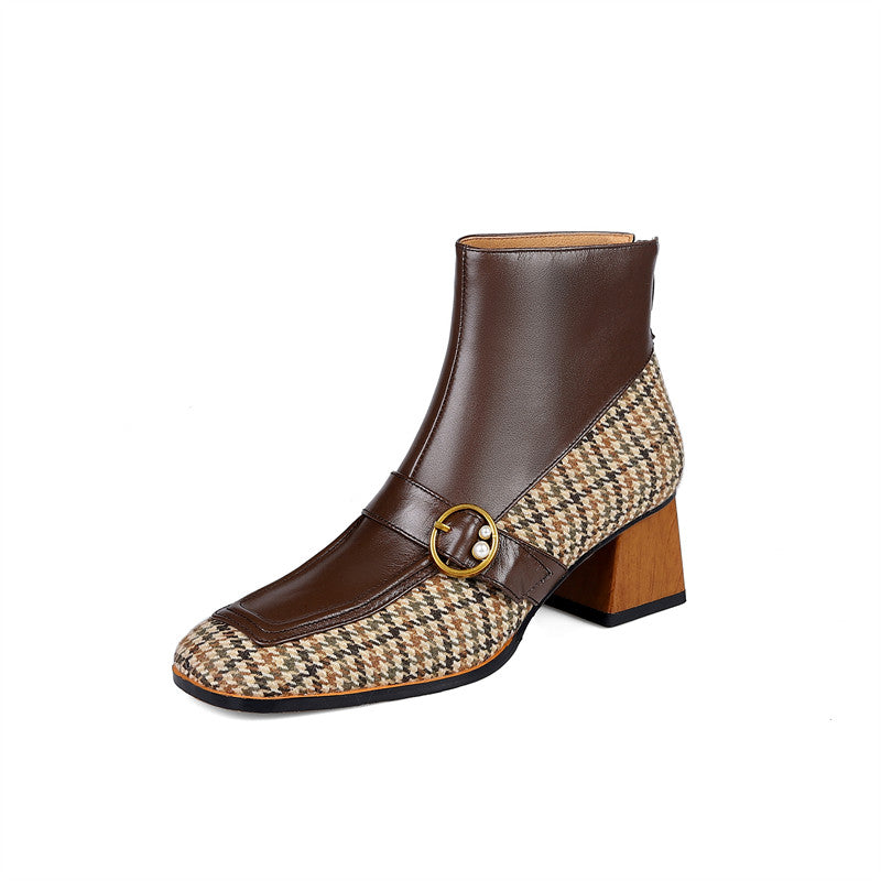 Bottes à talons hauts en cuir pour femmes grandes tailles