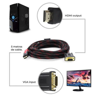 Cable Hdmi Vga 5m Essential