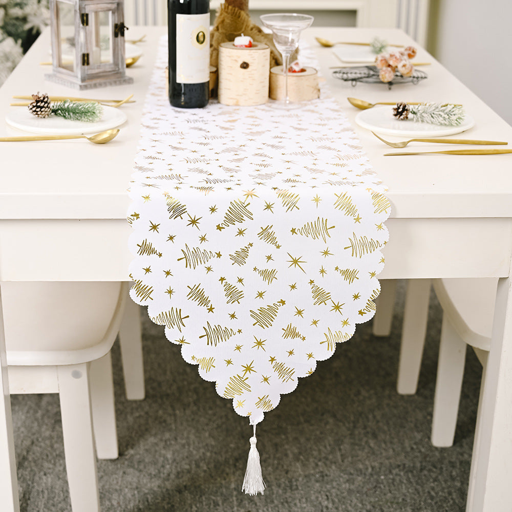 Chemin de table blanc bronzant en tissu pour la maison