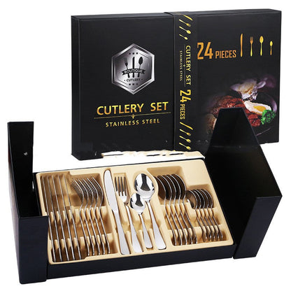 Juego de cubiertos de acero inoxidable en estuche de regalo