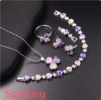 Clover Zircon Diamond Jewellery Set Women