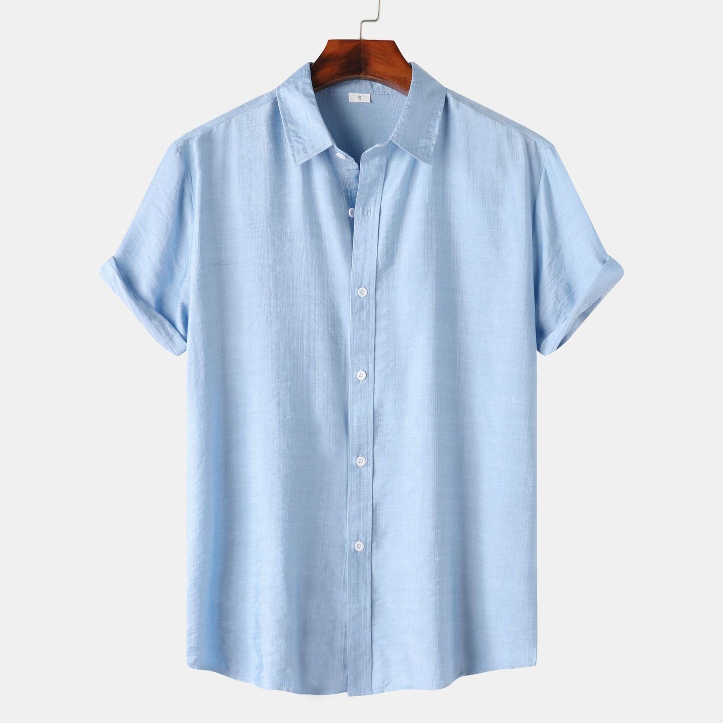Teenagers Solid Color Short-sleeved Lapel Shirt Top