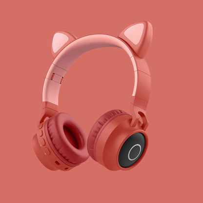 Casque Audio LED Oreilles de Chat Bluetooth 5.0 sans Fil Pliable Portable pour Enfants avec Microphone, Meilleur Cadeau