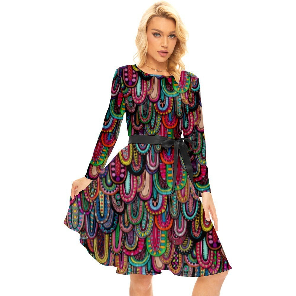 Vestido femenino con estampado de plantas tropicales y diseño de Halloween