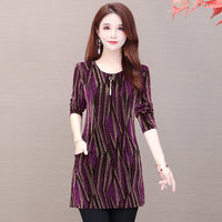 Lurex Mid-length Bottoming Shirt Plus Velvet Thick Plus Size Top