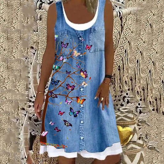 Plus Size Women's Skirt Summer Blue Dress