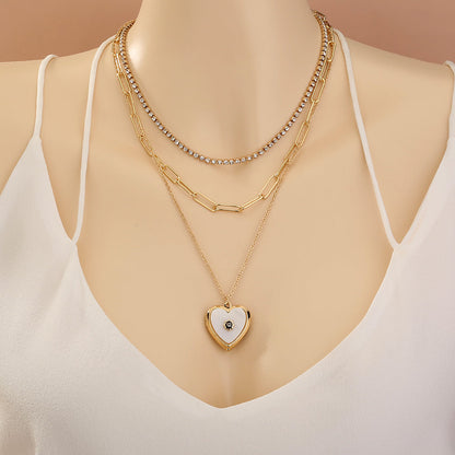 Collar de varias capas apilable con candado dorado, de moda transfronteriza europea y americana, con etiqueta de letras y personalidad, gargantilla para mujer