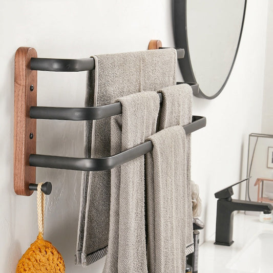Toallero de pared de madera maciza con varias barras