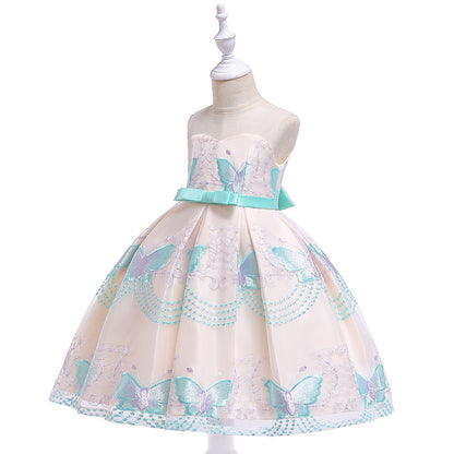 Embroidered For Big Children Tube Top Mesh Flower Girl Dress