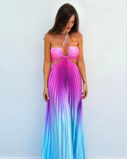 Nouvelle robe licou personnalisée à couleur dégradée, style européen et américain