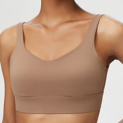 Women's Solid Colour Fixed Cup Plus Size Sports Underwear