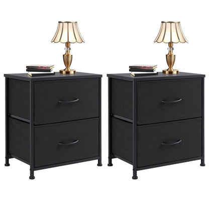 Set of 2 Nightstands with Drawers, Small End Tables with Storage for Bedroom & Office