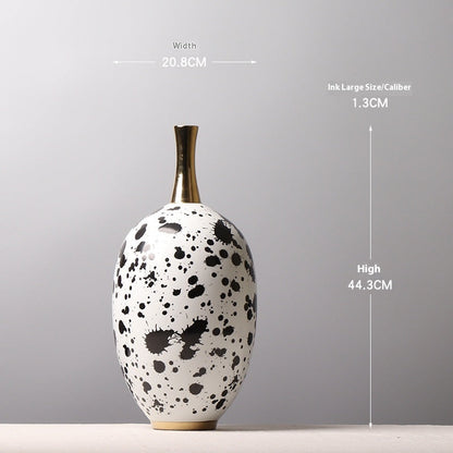 Chinese Ceramic Vase Splash-ink Color Matching Long Neck Flower Device