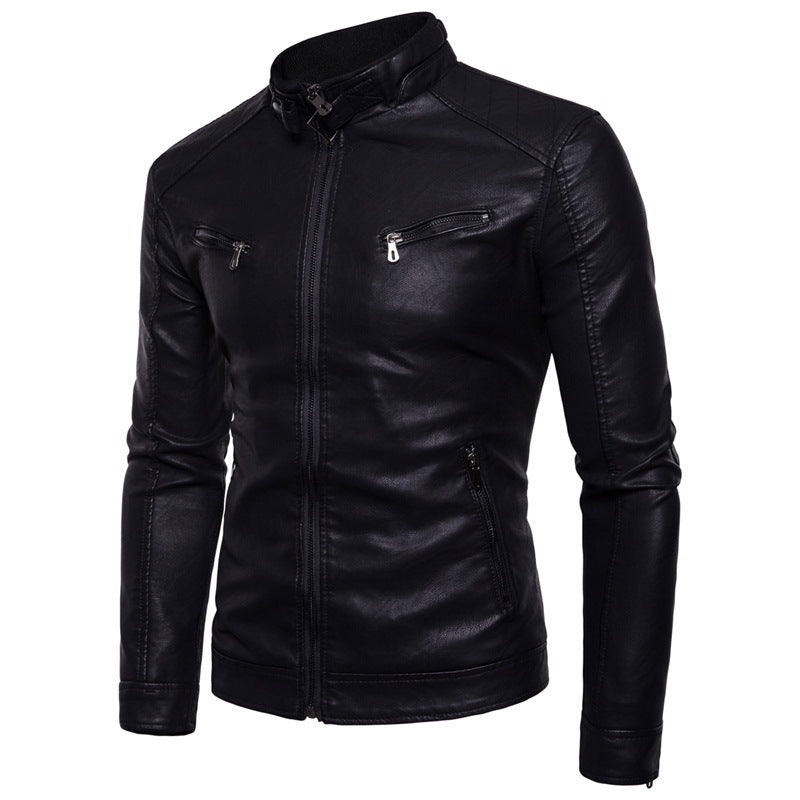Blouson en cuir pour homme grande taille, épais et doublé de velours