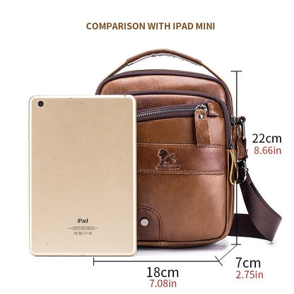 Men's Casual Simple First Layer Small Cowhide Crossbody Bag