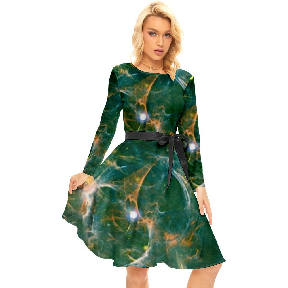 Vestido femenino con estampado de plantas tropicales y diseño de Halloween