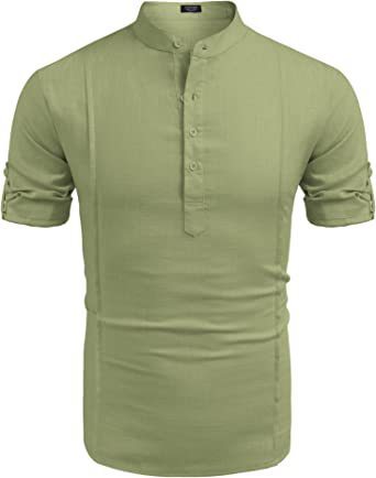 Henley Linen Men’s Beach Shirt – Short Sleeve Summer Top | S–XXL