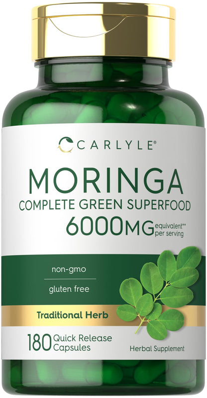 Carlyle Pure Moringa – 180 Capsules of Clean, Plant-Based Superfood Nutrition (Non-GMO & Gluten-Free)