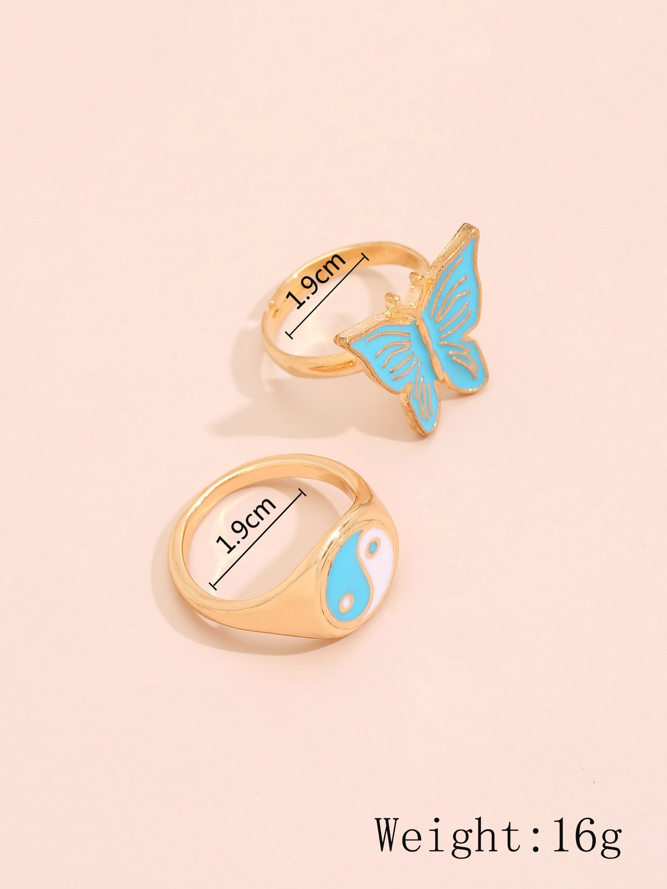 Anillo de señora personalizado, colorido, mariposa, chisme, nueva combinación