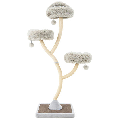 70" Tall Metal Cat Tree Tower with 3 Plush Perches & Sisal Scratching Posts
