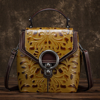 Mochila de cuero de vaca, multifunción, bolsos de hombro y mano para mujer