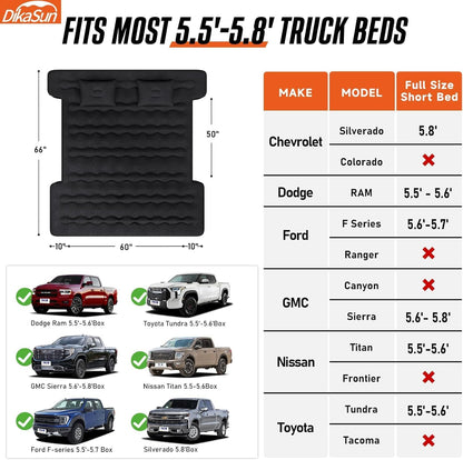 DikaSun 5.5-5.8 Ft Full Size Pickup Truck Bed Air Mattres,Black