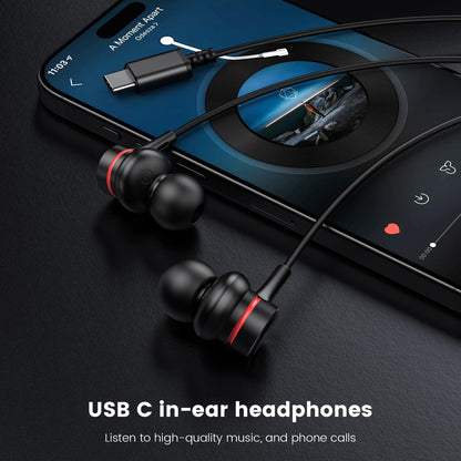 Écouteurs Stéréo HiFi USB-C - Casque Filaires Intra-Auriculaires avec Micro et Contrôle du Volume