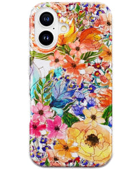 for iPhone 16 Case for Women, Cute Floral Print Girly Design Kawaii C