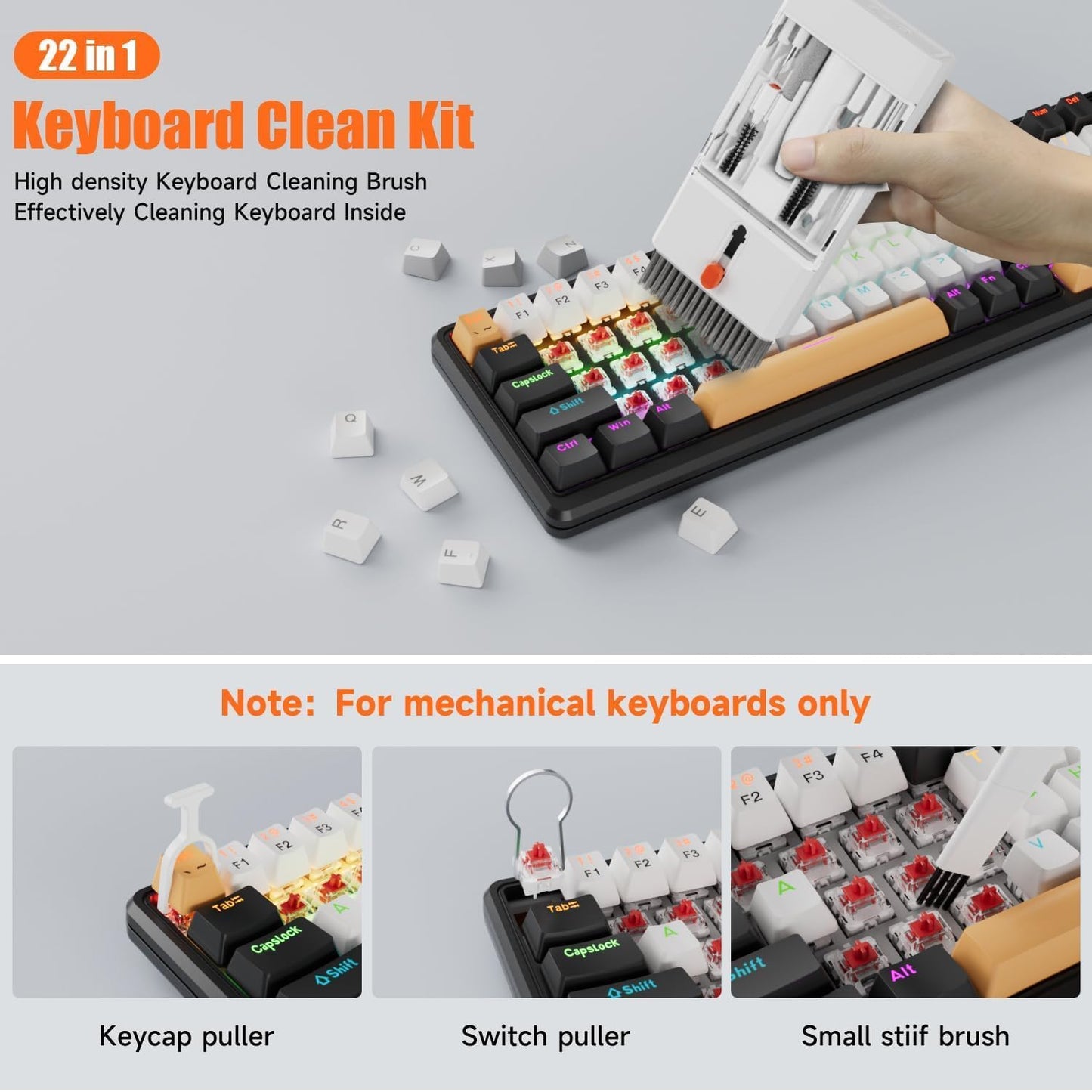 Kit Keyboard Cleaner Brush, 22-In-1 Multi-Function Laptop Cleaner Tool For Macbo